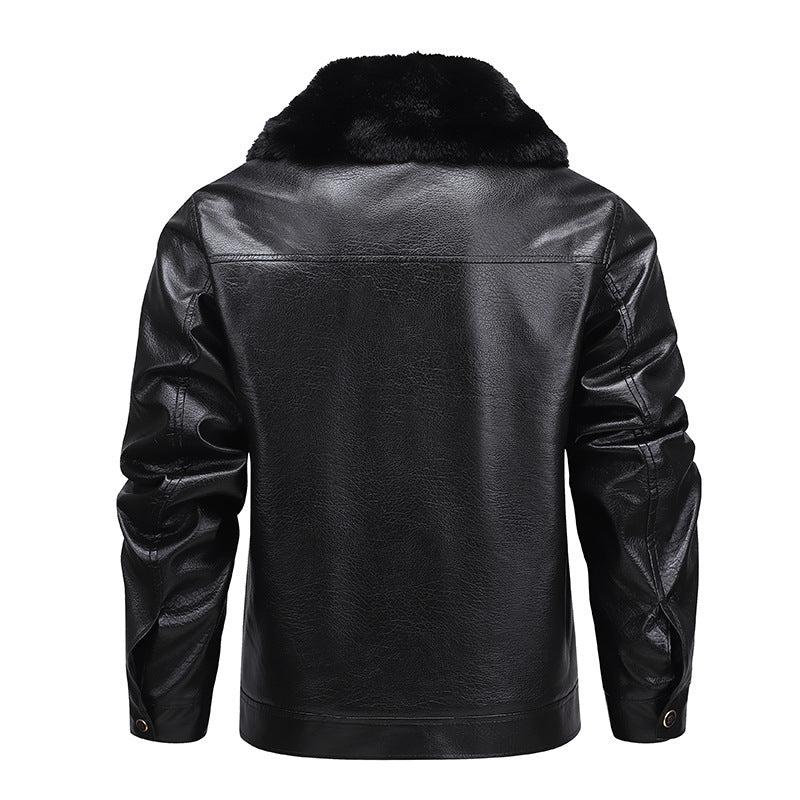 Herren Kunstleder-Fliegerjacke mit durchgehendem Teddyfutter und markantem Fellkragen Echoarchiv