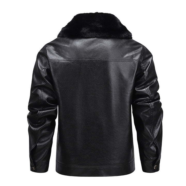 Herren Kunstleder-Fliegerjacke mit durchgehendem Teddyfutter und markantem Fellkragen Echoarchiv