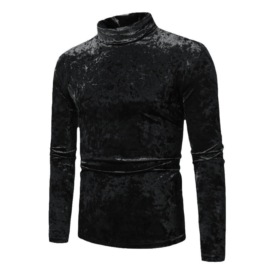 Herren eleganter Rollkragenpullover aus luxuriösem Samtstoff Echoarchiv