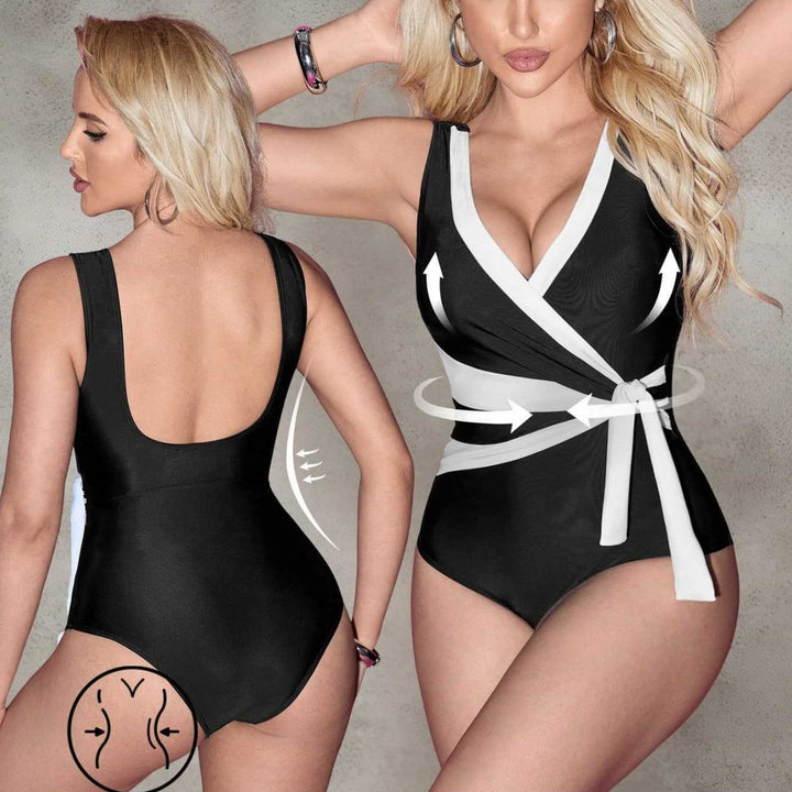 Damen Einteiliger Badeanzug mit elegantem Wickel-Design Echo Archiv