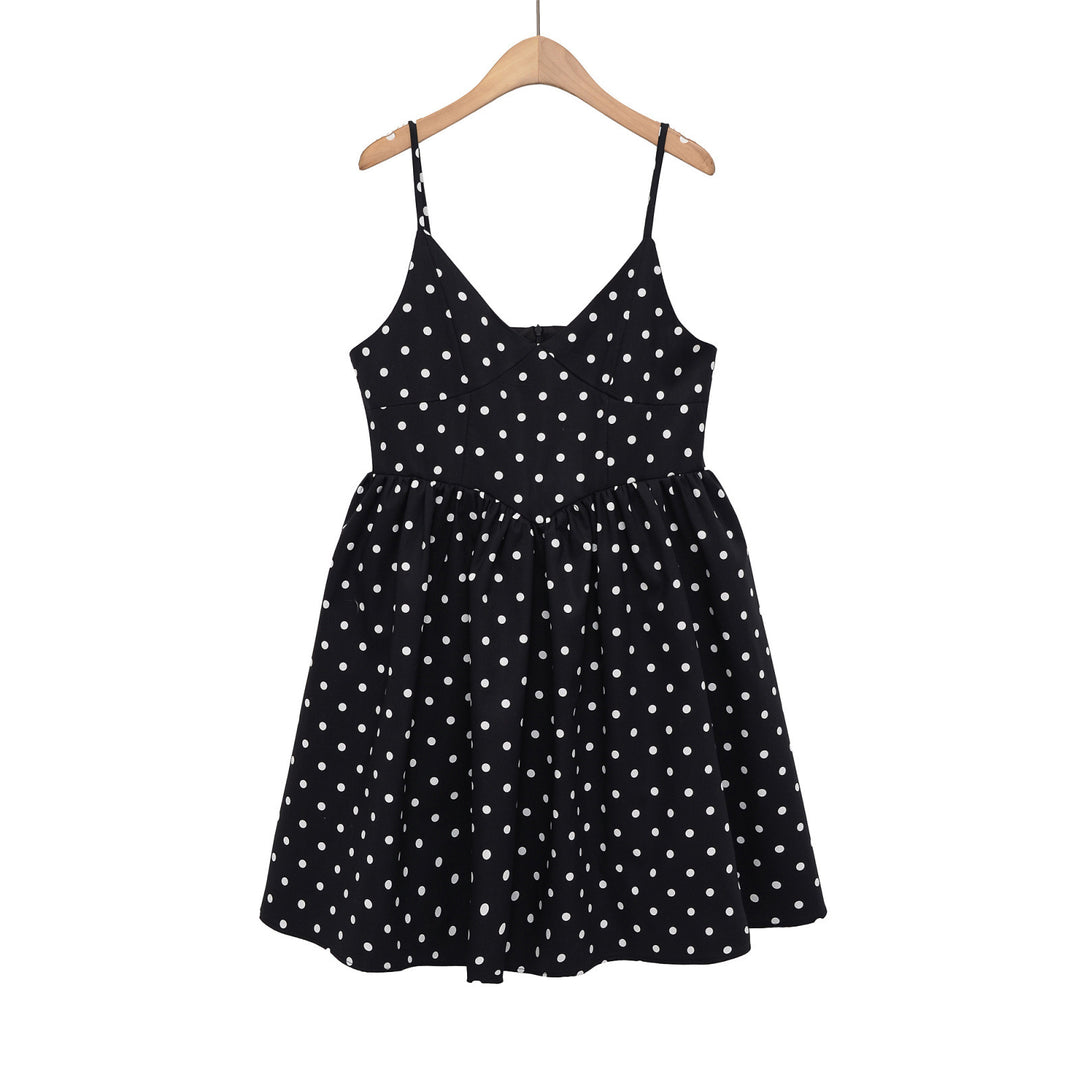 Damen Sommerliches Spaghettiträgerkleid mit verspieltem Punkte-Design und fließendem Schnitt Echo Archiv