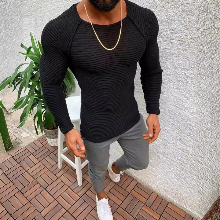 Herren stylisches gestreiftes Langarmshirt Echoarchiv