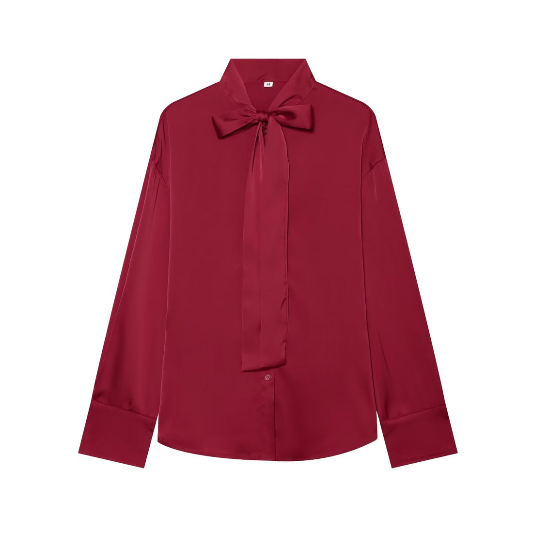 Damen Seidenähnliche Bluse mit Bindeschleife, Oversize-Schnitt und verdeckter Knopfleiste Echoarchiv