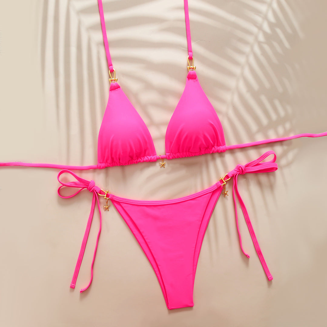 Damen Triangel-Bikini mit elegantem Knoten-Detail und modischen Akzenten Echo Archiv