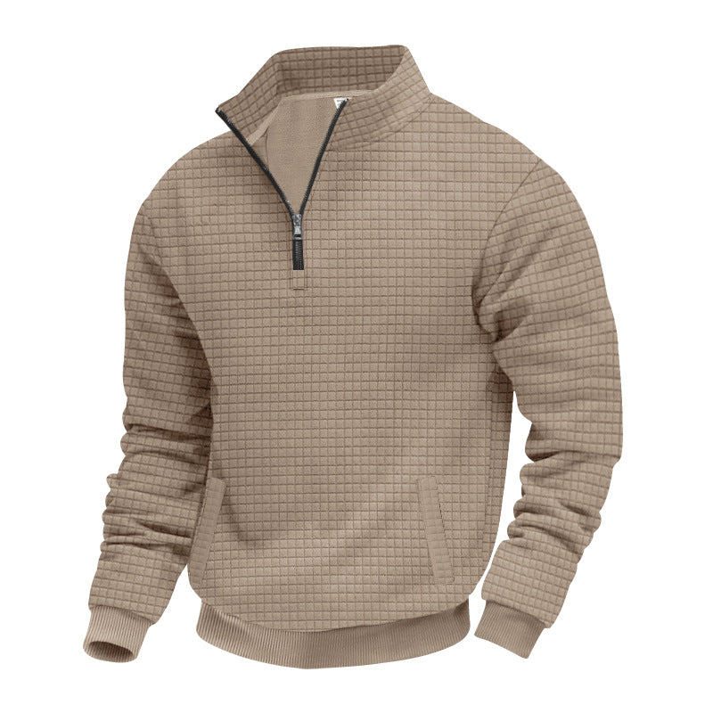 Herren nan Waffelstruktur-Halbzip-Pullover mit Stehkragen und dezenten Eingrifftaschen Echo Archiv