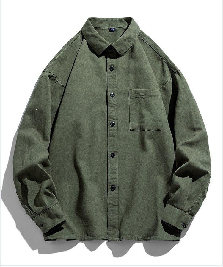 Herren Lockeres Overshirt-Hemd aus Baumwollmix mit Brusttasche und überschnittener Schulter Echoarchiv