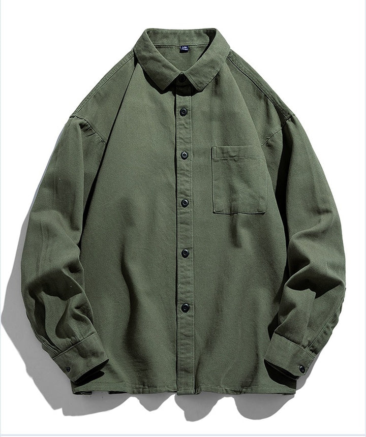 Herren Lockeres Overshirt-Hemd aus Baumwollmix mit Brusttasche und überschnittener Schulter Echoarchiv