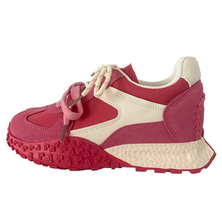 Damen Fashion-Sneaker mit grober Traktionssohle und Materialmix aus Velours und Glattleder – Névara