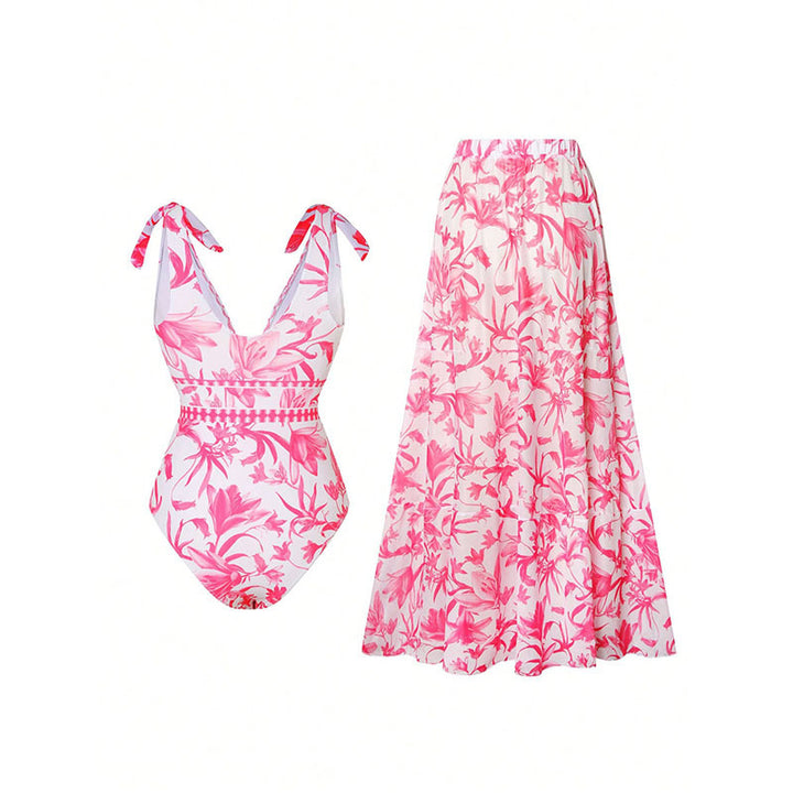 Damen Badeanzug mit floralem Design und passendem Rock Echo Archiv