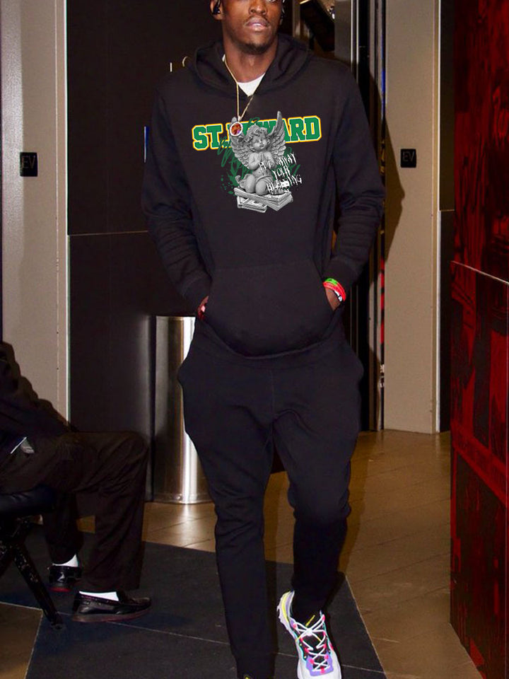 Herren Hoodie- und Jogginghose Set mit kunstvollem Engel-Print Echoarchiv