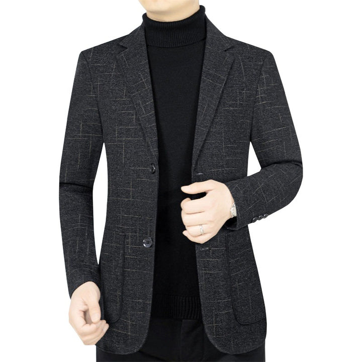 Herren Slim-Fit Sakko aus Wollmischung mit dezentem Karomuster – Tianoro