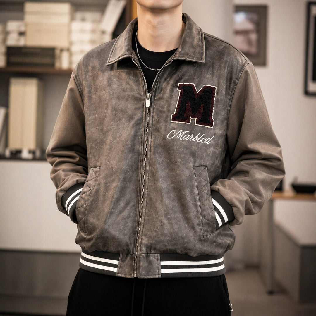 Herren Modische Bomberjacke mit Stickdetails Echo Archiv