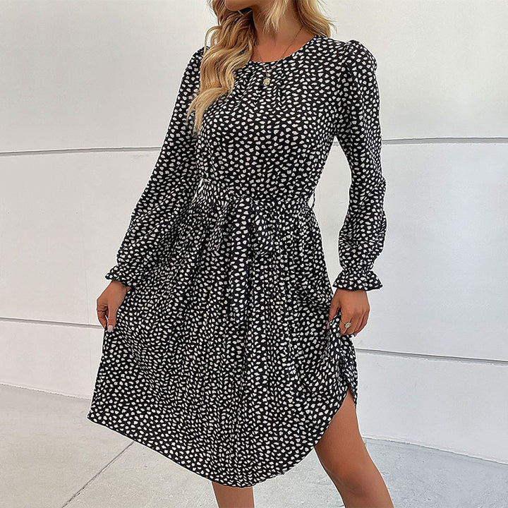 Damen Midikleid mit geraffter Taillenbinde und Plissée-Rock Echoarchiv