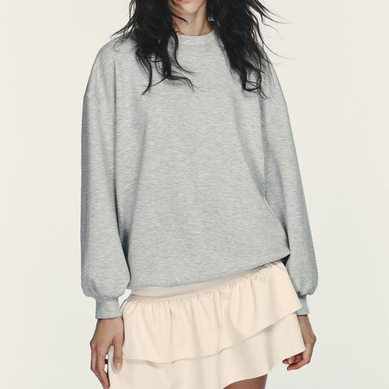 Damen Sweatshirt‑Kleid mit Stufenvolants und lockerem Oversize‑Schnitt Echoarchiv