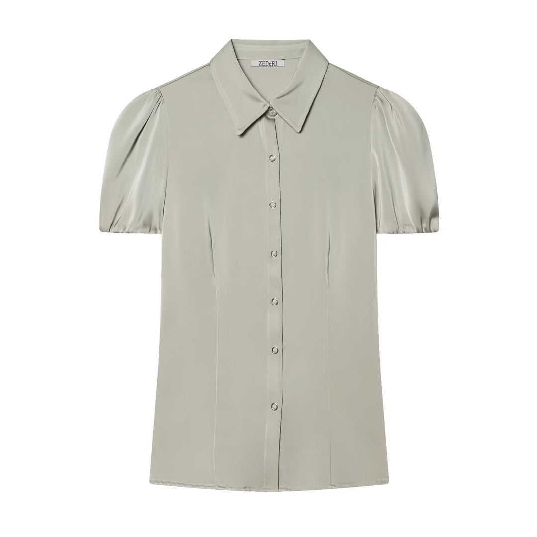 Damenbluse mit kurzen Puffärmeln und eleganter Knopfleiste Echo Archiv