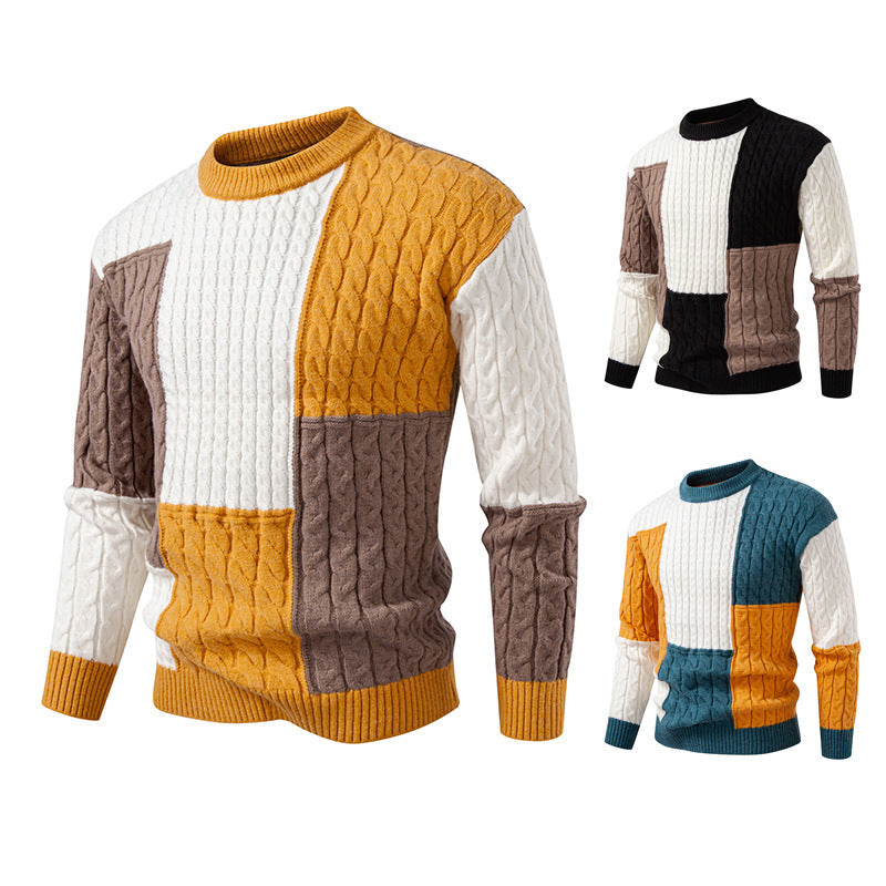 Herren modischer Strickpullover mit kreativer Farbblock-Optik Echoarchiv