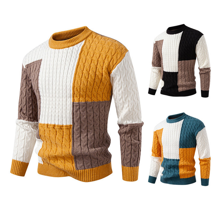 Herren modischer Strickpullover mit kreativer Farbblock-Optik Echoarchiv