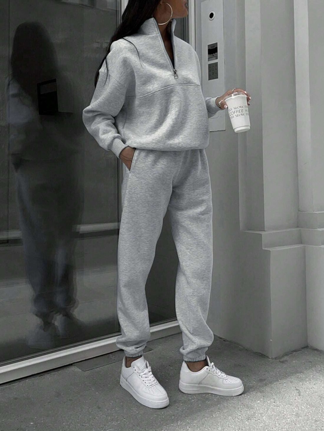 Damen Komfort-Sweatset mit Halbzip-Stehkragen und Relax-Jogger Echo Archiv