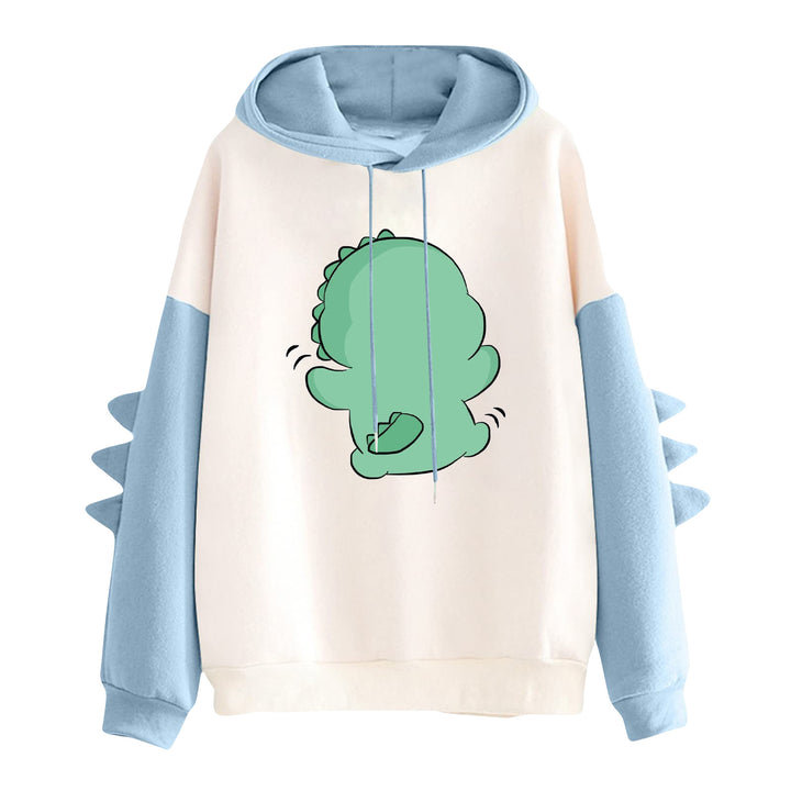 Damen Kapuzenpullover mit niedlichem Dinosaurierprint und dreidimensionalen Stacheln – Auréline
