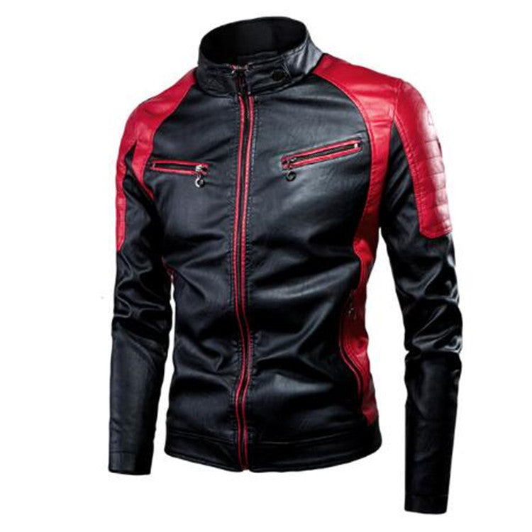 Herren Kunstleder-Pilotenblouson im Rennsportstil mit gesteppter Schulterpartie – Taviero