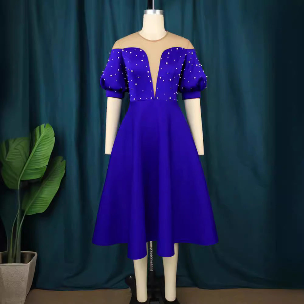Damen Festliches Midi-Kleid mit Volantärmeln und schimmernden Akzenten Echo Archiv