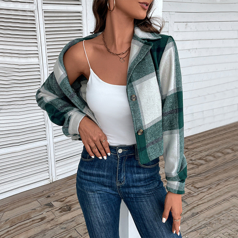 Damen Modische Karierte Jacke Echo Archiv