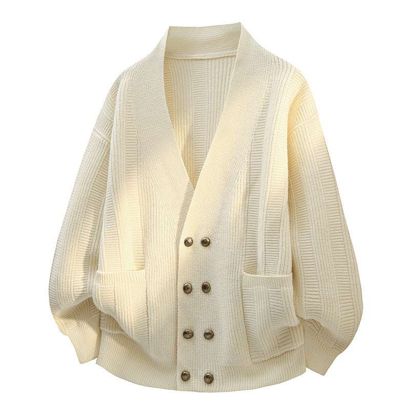 Damen Oversize Strickcardigan mit Schalkragen, doppelreihiger Knopfleiste & Eingrifftaschen Echoarchiv