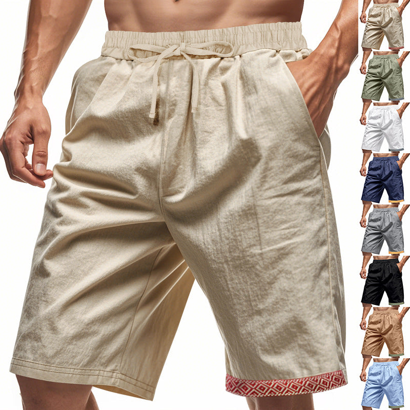 Herren lässige Strandshorts aus atmungsaktivem Leinenmix mit elastischem Bund und seitlichen Taschen Echoarchiv