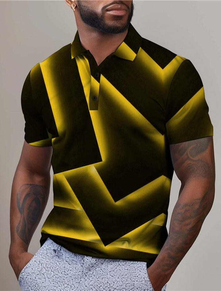 Herren Polohemd mit modernem geometrischen Muster und hochwertiger Baumwollqualität Echoarchiv