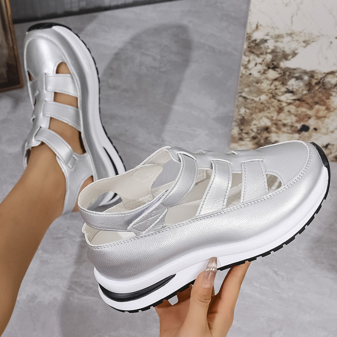 Damen Plateau‑Sneaker‑Sandale mit Klettverschluss und geschlossener Zehenpartie – Sorelia