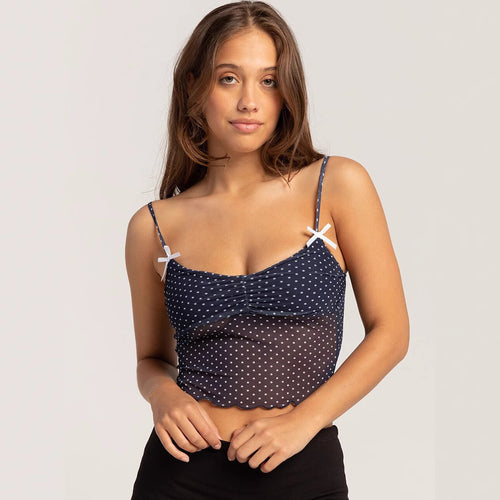 Damen gepunktetes Crop-Top mit verstellbaren Trägern Echo Archiv