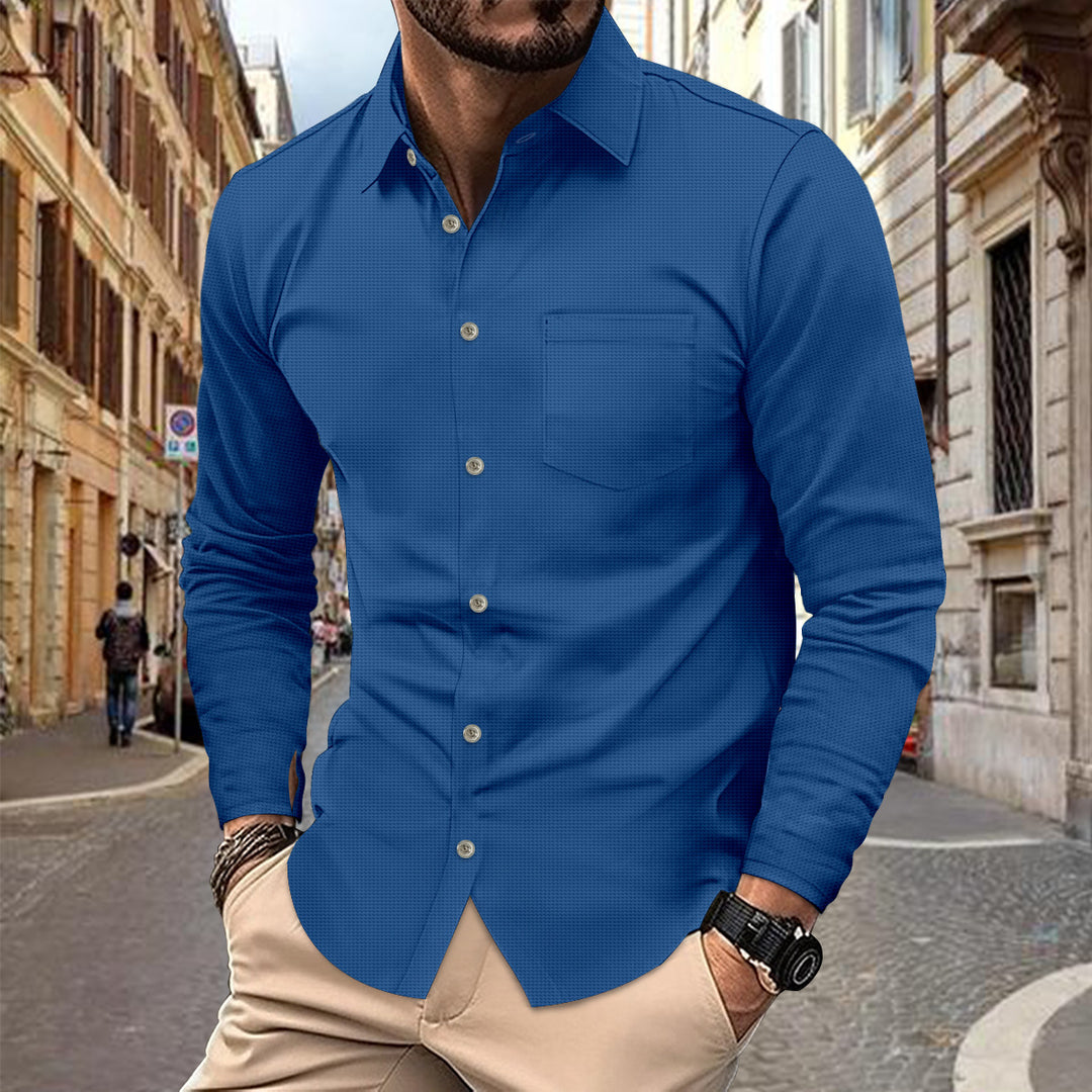 Herren elegantes Langarmhemd mit stilvollem Karomuster Echoarchiv