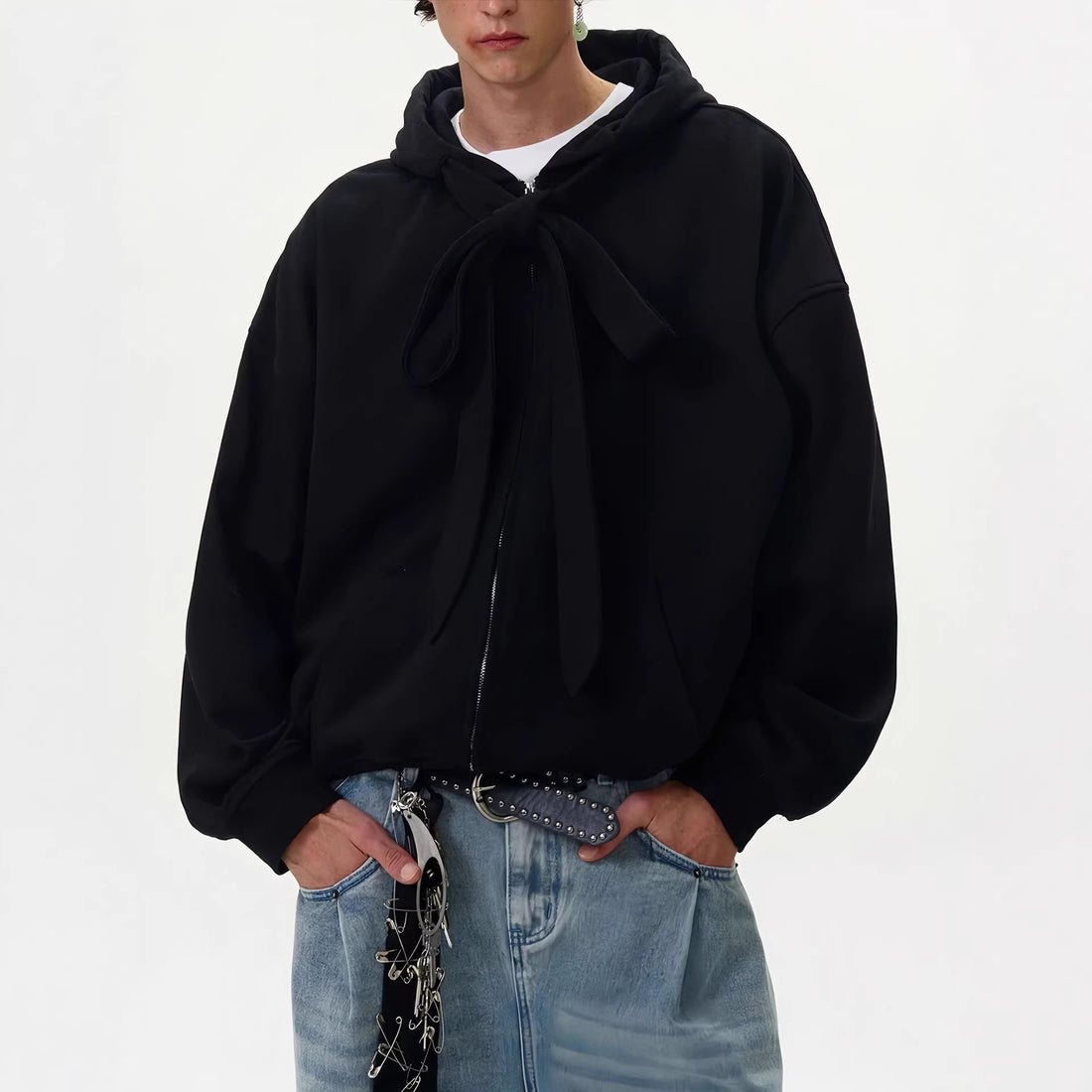 Damen Modische Kapuzenjacke mit Schleifen-Detail – Célinea