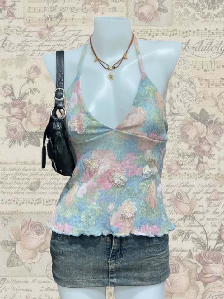 Damen zartes Sommer-Top mit floralen Details Echo Archiv