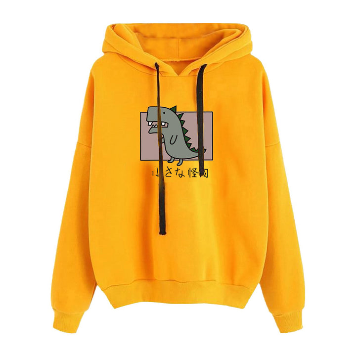 Damen kurz geschnittener Cropped-Kapuzenpullover mit niedlicher Frosch-Illustration und verstellbarer Kapuze – Auréline
