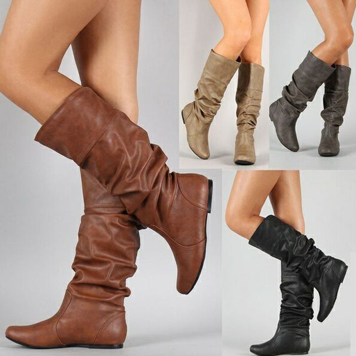 Damen nan lässige Slouch-Stiefel mit weichem Schaft, gerafftem Design und flacher Komfortsohle Echo Archiv