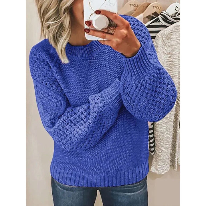 Damen Grobgestrickter Pullover mit Zopfmuster und Ballonärmeln Echo Archiv