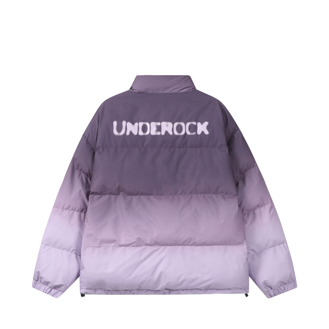 Damen Kurz geschnittene wattierte Steppjacke mit hohem Funnelkragen und Ombré-Detail Echoarchiv
