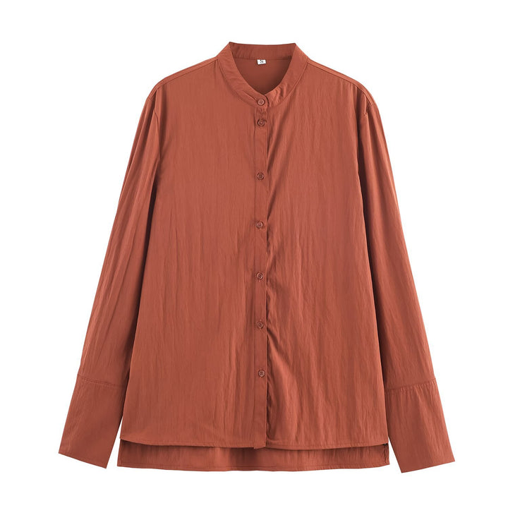 Damen Oversize Hemdbluse mit Mandarinkragen und durchgehender Knopfleiste Echo Archiv