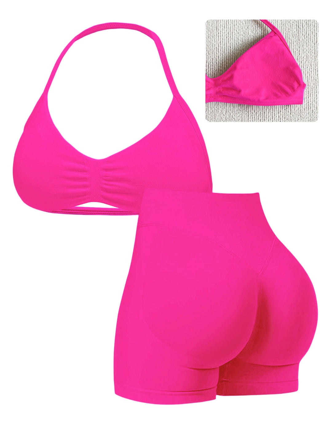 Damen Sport-Bikini-Oberteil mit hoch geschnittenen Shorts und nahtlosem Design Echo Archiv