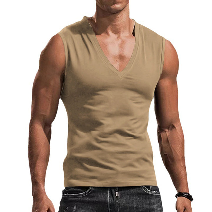 Herren nan tailliertes Tanktop mit tiefem V-Ausschnitt und Stretch-Baumwollmix Echo Archiv