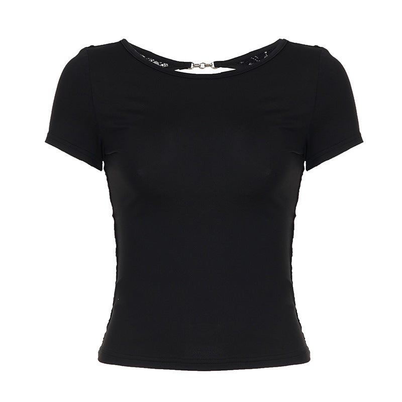 Damen figurbetontes T-Shirt mit elegantem Rückendetail Echo Archiv