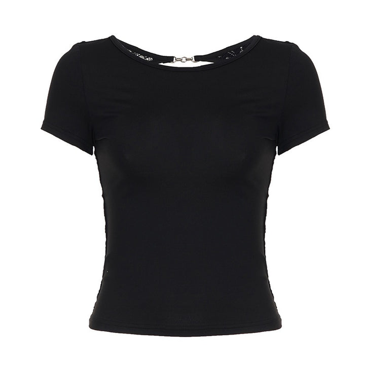 Damen figurbetontes T-Shirt mit elegantem Rückendetail Echo Archiv