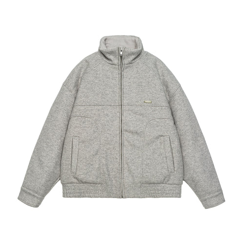 Herren Kurz geschnittene Boxy-Wollfleece-Jacke mit hohem Stehkragen und durchgehendem Reißverschluss Echoarchiv