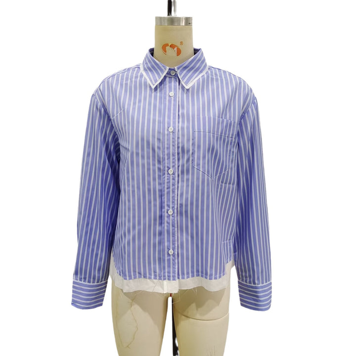 Damen nan Oversize-Hemdbluse mit Kentkragen, Brusttasche und kontrastiertem Saum Echo Archiv