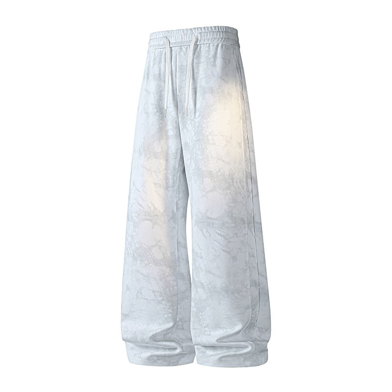Damen Weite High-Waist Baggy-Sweathose mit Marmorier-Print, Kordelzug & elastischem Saum Echoarchiv