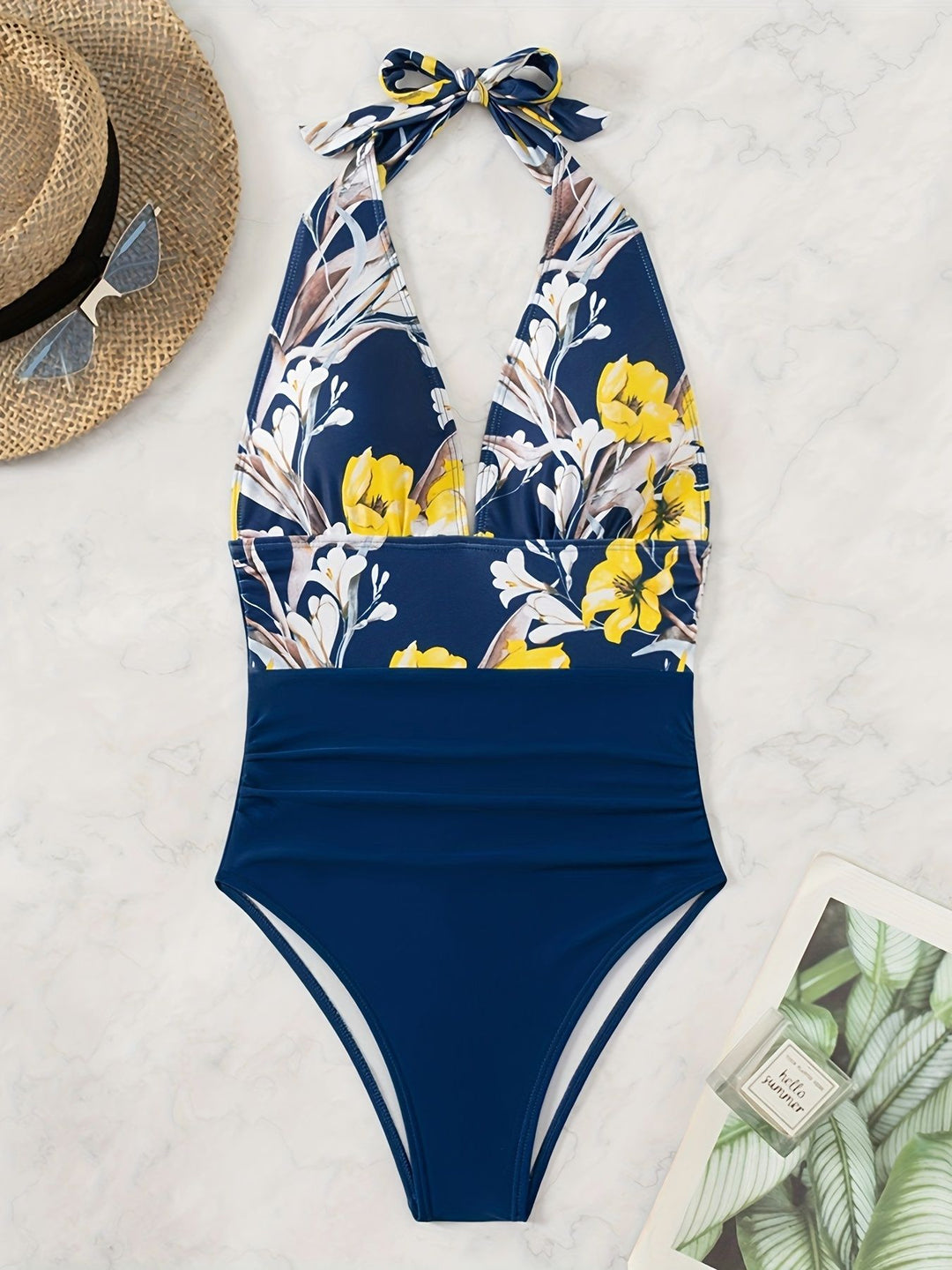 Damen Hochgeschnittener Floral Badeanzug Echo Archiv