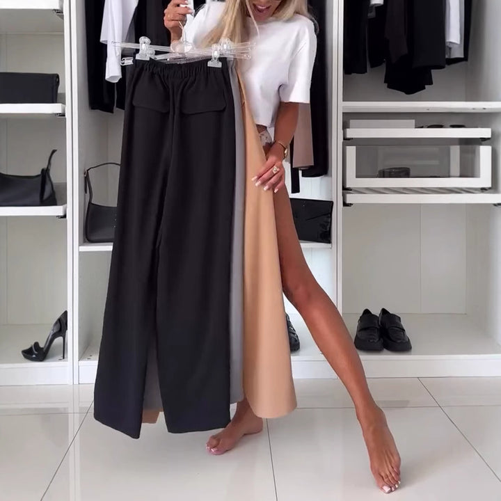 Damen nan weite Palazzo-Hose mit elastischem Bund und aufgesetzten Klappentaschen Echo Archiv