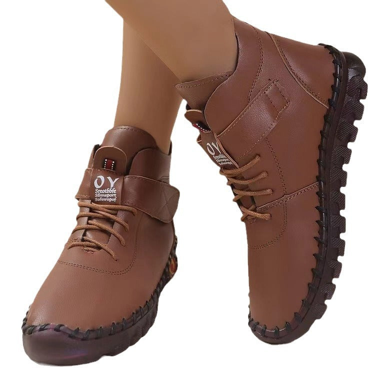 Damen nan knöchelhohe Freizeitboots mit Klettverschluss, elastischer Schnürung und markanter Profilsohle Echo Archiv