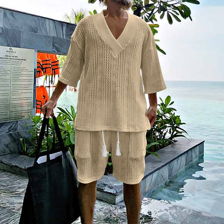 Herren lässiges Beach-Outfit mit lockerer Passform und praktischen Taschen Echoarchiv